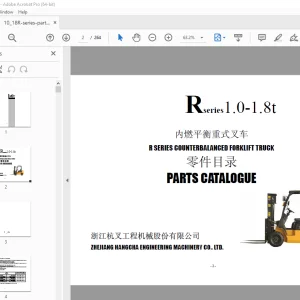 Hangcha Rseries 1.0-1.8t Counterbalanced Forklift Truck Parts Manual PDF