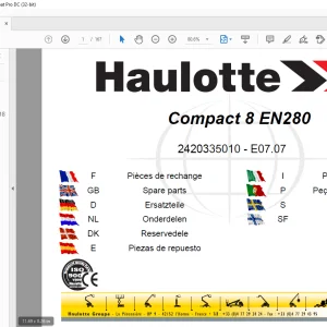 Haulotte Compact 8 EN 280 Spare Parts Manual -  PDF DOWNLOAD