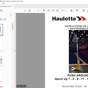 Haulotte PUSH AROUND Quick Up 7-8-9-11-12-13-14 INSTRUCCIONES DE USO Y MANTENIMIENTO Manual