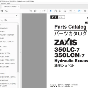 Hitachi 350LC-7 350LCN-7 Hydraulic Excavator Parts Manual PDD750-1-1 - PDF DOWNLOAD