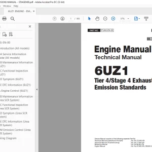 Hitachi 6UZ1 Tier 4/Stage 4 Exhaust Emission Standards Engine Technical Manual - PDF