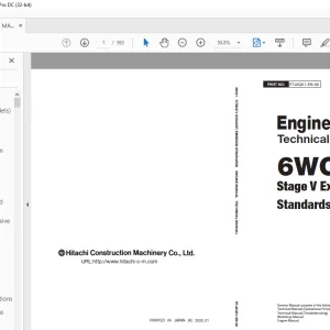 Hitachi 6WG1 Stage V Exhaust Emission Standards Technical Engine MANUAL PN:ETJAQ51 PDF