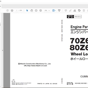 Hitachi 70Z6 80Z6 Wheel Loader Cummins QSB6.7 Engine Parts Manual - PDF