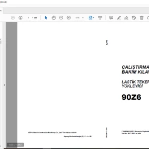 Hitachi 90Z6 LASTİK TEKERLEKLİ YÜKLEYİCİ Cummins QSM11 Motoruyla ÇALIŞTIRMA VE BAKIM KILAVUZU PDF