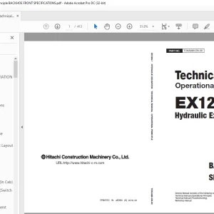 Hitachi EX1200-7 Hydraulic Excavator Operational Technical Manual TOKAA90-EN-00 PDF
