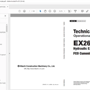 Hitachi EX2600-7 Hydraulic Excavator FCO Cummins engine Operational Technical Manual PDF