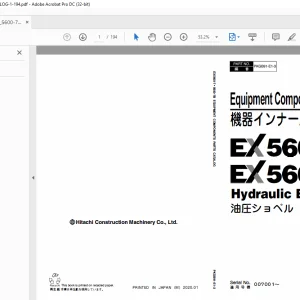 Hitachi EX5600-7 EX-5600-7B Hydraulic Excavator Parts Manual PN:PKGB91-E1-3 - PDF