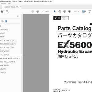 Hitachi EX5600-7B Hydraulic Excavator Cummins Tier 4 Final engine Parts Manual PN:PKGB91-1-2  - PDF
