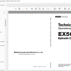 Hitachi EX5600E-6 Hydraulic Excavator Operational Technical Manual PN TOKCB91 PDF