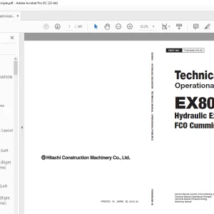 Hitachi EX8000-7 Hydraulic Excavator FCO Cummins engine Operational Technical Manual PNTOKHA90