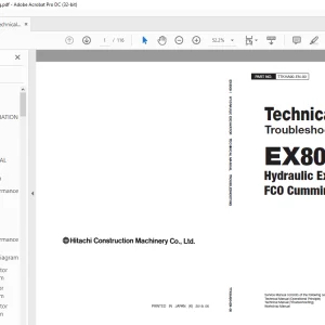 Hitachi EX8000-7 Hydraulic Excavator FCO Cummins engine Troubleshooting Technical Manual PNTTKHA90