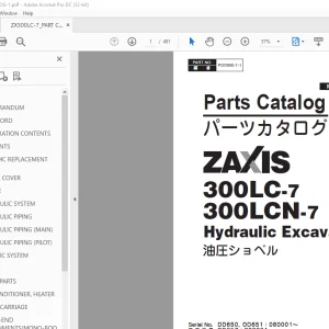 Hitachi ZAXIS 300LC-7 300LCN-7 Hydraulic Excavator Parts Manual PN:PDD6501-1  PDF