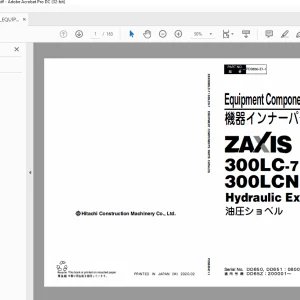Hitachi ZAXIS 300LC-7 300LCN-7 Hydraulic Excavator Parts Manual PNPDD650E1-1 - PDF DOWNLOAD