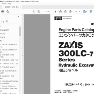 Hitachi ZAXIS 300LC-7 Hydraulic Excavator Engine Parts Manual PN:6HK1-XBSA02-1 PDF