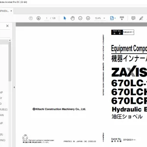 Hitachi ZAXIS 670LC-7 670LCH-7 670LCR-7 Hydraulic Excavator Parts Manual PN.PJBQ40-E1 - PDF