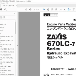 Hitachi ZAXIS 670LC-7 Series Hydraulic Excavator Engine Parts Manual PDF