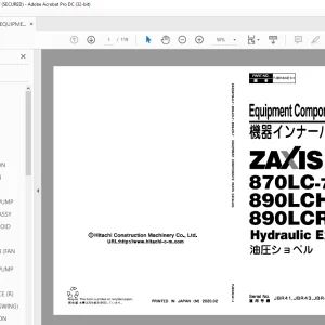 Hitachi ZAXIS 870LC-7 890LCH-7 890LCR-7 Hydraulic Excavator Parts Manual -  PDF DOWNLOAD