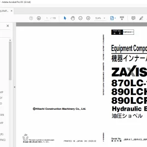 Hitachi ZAXIS 870LC-7 890LCH-7 890LCR-7 Hydraulic Excavator Parts Manual PN:JBR0E1-1 - PDF