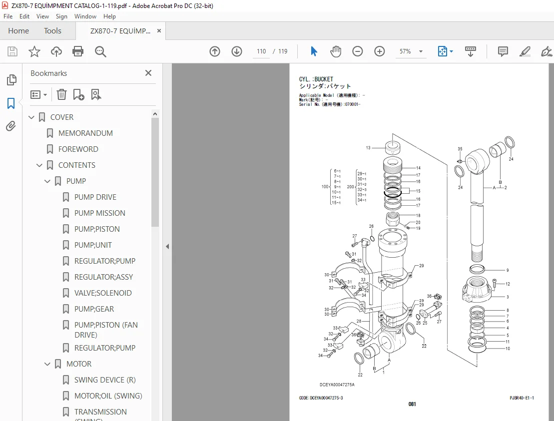 Hitachi ZAXIS 870LC-7 890LCH-7 890LCR-7 Hydraulic Excavator Parts Manual PN:JBR0E1-1 - PDF DOWNLOAD - Image 3