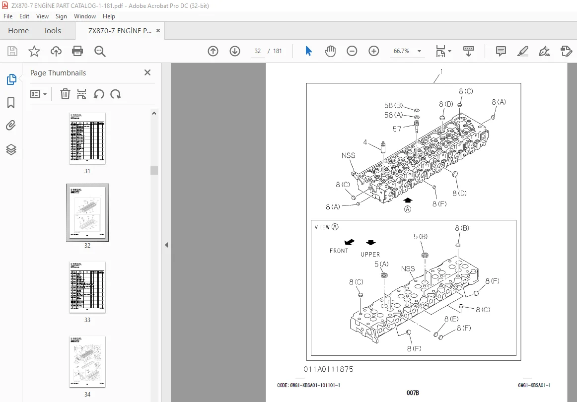 Hitachi ZAXIS 870LC-7 Series Hydraulic Excavator Engine Parts Manual XBSA01-1 PDF - Image 3