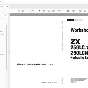 Hitachi ZX 250LC-7 250LCN-7 Hydraulic Excavator Workshop Manual WDFY50 -  PDF DOWNLOAD