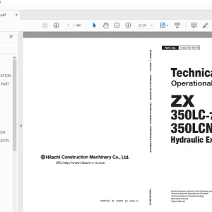 Hitachi ZX 350LC-7 350LCN-7 Hydraulic Excavator Operational Technical Manual PTODD750-EN-00 PDF