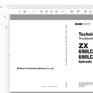 Hitachi ZX 690LCH-7 690LCR-7 Hydraulic Excavator Troubleshooting Technical Manual PN:TTJBQ40 - PDF