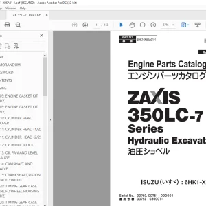 Hitachi ZAXIS 350LC-7 Series Hydraulic Excavator Parts Manual PT 6HK1-XBSA01-1 - PDF DOWNLOAD