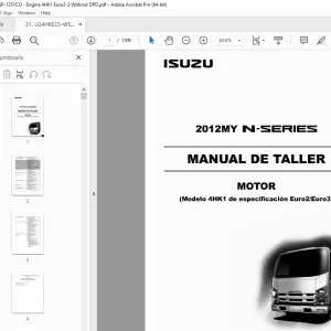 Isuzu 4HK1 de especificacion Euro2 Euro3 Motor 2012MY N-Series Manual De Taller PDF