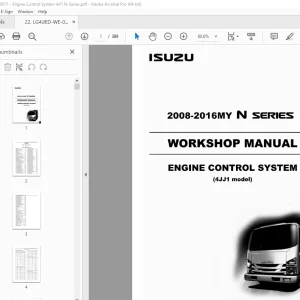 Isuzu 4JJ1 Engine Control System 2008-2016MY N Series Workshop Manual PDF