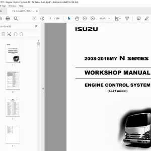 Isuzu 4JJ1 Engine Control System 2008-2016MY N Series Workshop Manual - PDF DOWNLOAD 