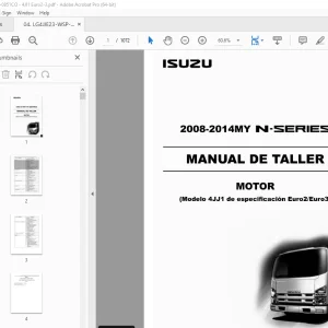 Isuzu 4JJ1 de especification Euro2 Euro3 Motor 2008-2014MY N-Series Manual de Taller PDF