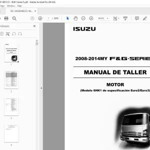 Isuzu 6HK1 de especification Euro2 Euro3 Motor 2008-2014MY F&G Series Manual de Taller PDF