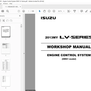 Isuzu 6WG1 Engine Control System 2013MY LV Series Workshop Manual PDF