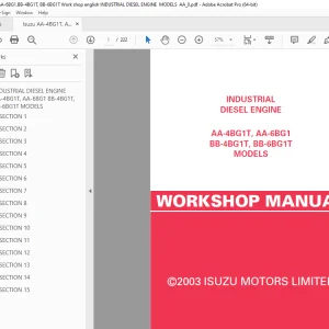 Isuzu AA-4BG1T, AA-6BG1 BB-4BG1T, BB-6BG1T Diesel Engine Workshop Manual PDF