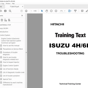 Isuzu Hitachi 4H/6H Engine Troubleshooting Training Text Manual TTLB-0078 PDF