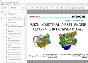 Isuzu Hitachi 4JJ1X/4・6HK1X/6WG1X Tier3 Diesel Engine Training Text Manual PDF