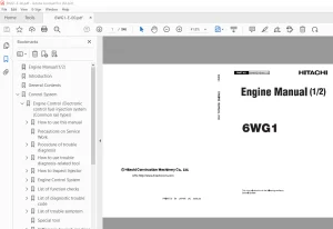Isuzu Hitachi 6WG1 Engine Manual KM-6WG1-E-00 - PDF DOWNLOAD