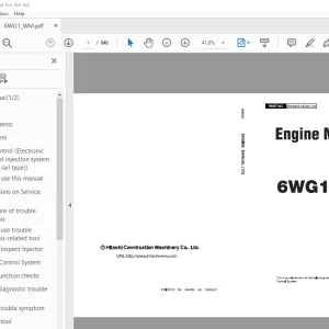 Isuzu Hitachi 6WG1 Engine Workshop Manual KM-6WG1-E-00 PDF  