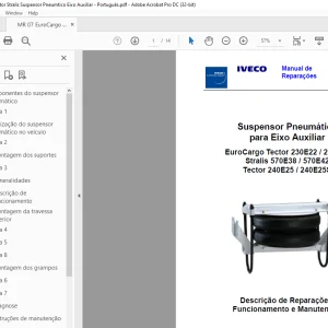 Iveco EuroCargo Tector 230E22 / 230E24 Stralis 570E38 / 570E42 Tector 240E25 / 240E25S Levantador Neumático para Eje Auxiliar Manual de Reparaciones