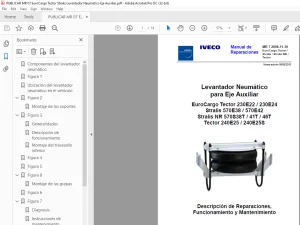 Iveco MR 7 EuroCargo Tector/Stralis/Stralis NR/Tector Levantador Neumático para Eje Auxiliar Manual de Reparaciones - PDF