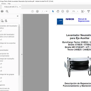 Iveco MR 7 EuroCargo Tector/Stralis/Stralis NR/Tector Levantador Neumático para Eje Auxiliar Manual de Reparaciones - PDF