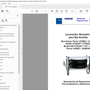 Iveco MR 7 EuroCargo Tector/Stralis/Stralis NR/Tector Levantador Neumático para Eje Auxiliar Manual de Reparaciones
