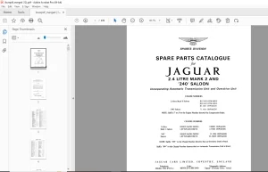 Jaguar 2.4 Litre Mark 2 And 240 Saloon Spare Parts Manual - PDF DOWNLOAD