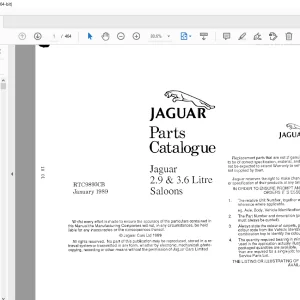 Jaguar 2.9 & 3.6 Litre Saloons RTC9893CB Parts Manual  - PDF DOWNLOAD