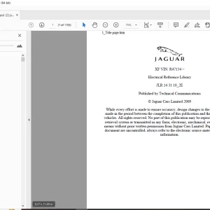 Jaguar JLR 14 31 10_2E Electrical Reference Library XF VIN:R47154 Parts Manual PDF