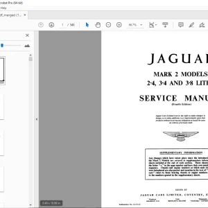 Jaguar Mark 2 Models 2.4 3.4 And 3.8 Litre Service Manual - PDF DOWNLOAD