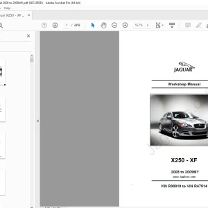 Jaguar X250-XF Workshop Manual VIN R00019 to VIN R47514 - PDF DOWNLOAD