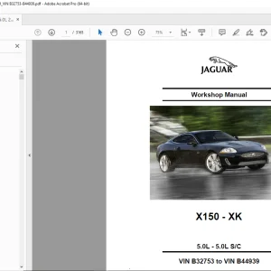 Jaguar X150-XK 5.0L-5.0l SC Workshop Manual VIN B32753 to VIN B44939 PDF