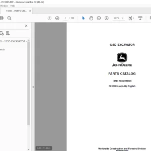 John Deere 135D EXCAVATOR Parts Manual PC10085 - PDF DOWNLOAD